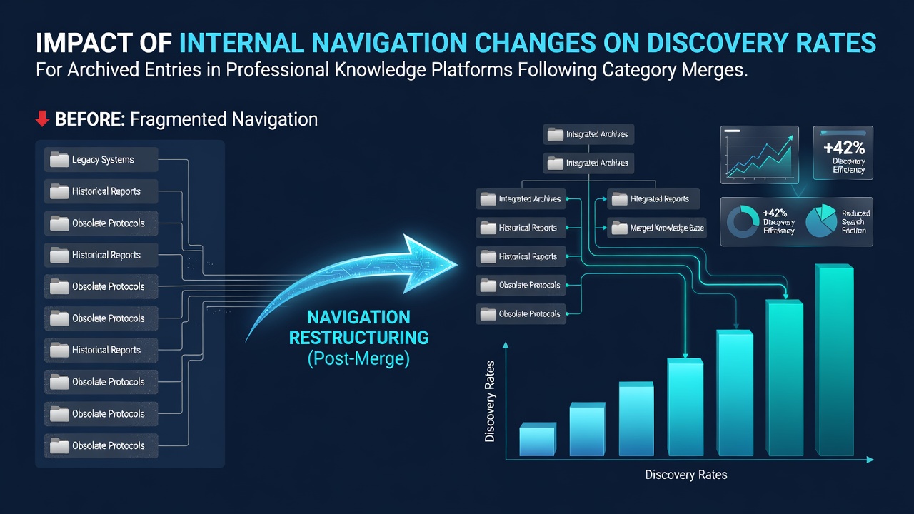 How Internal Navigation Changes Influence Discovery Rates for Archived Entries in Professional Knowledge Platforms Following Category Merges