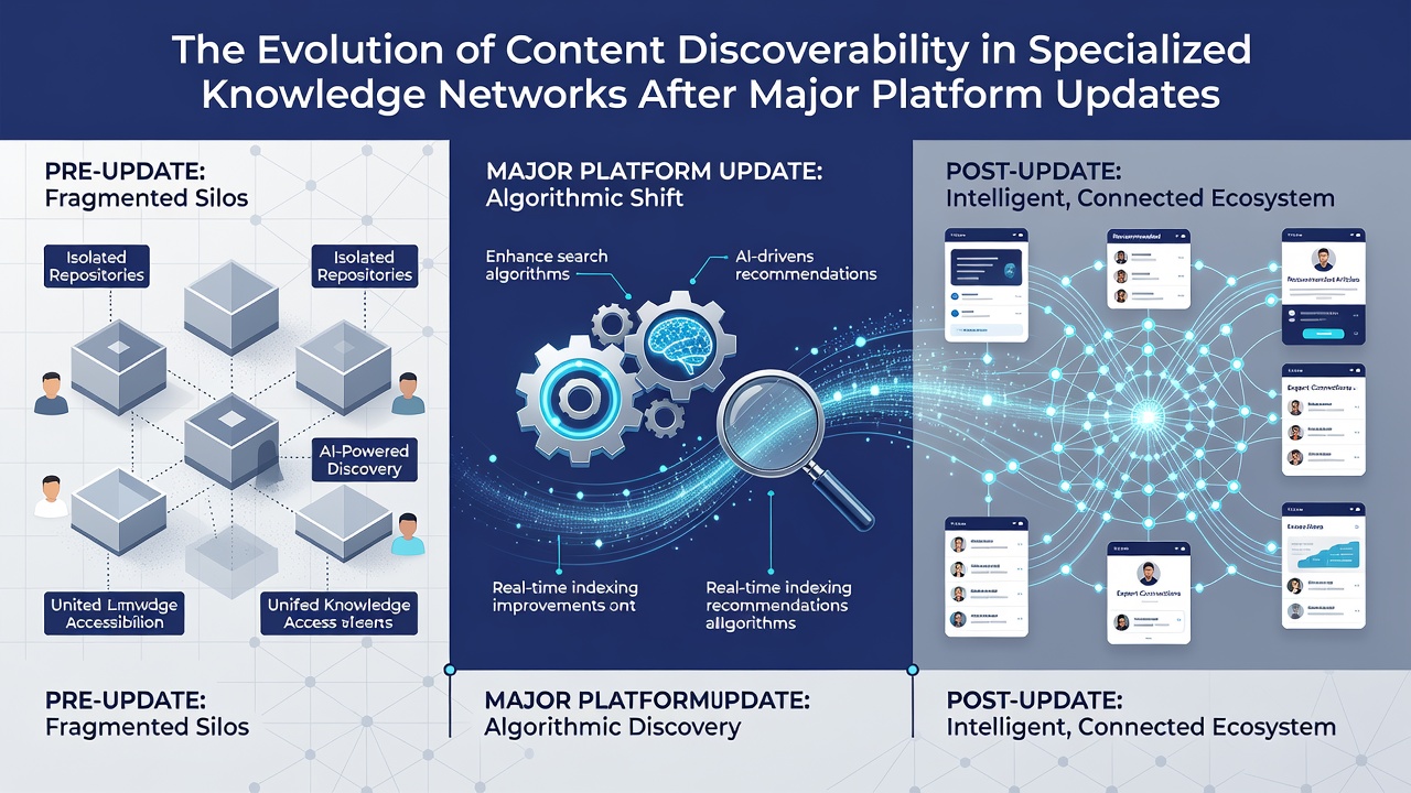 Graph illustrating changes in content retrieval rates within knowledge networks following platform algorithm updates